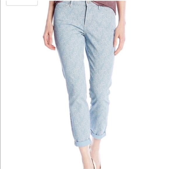 NYDJ Rachel Roll Cuff Ankle Lift & Tuck Jeans In Heirloom Paisley Size 10P - Picture 1 of 16
